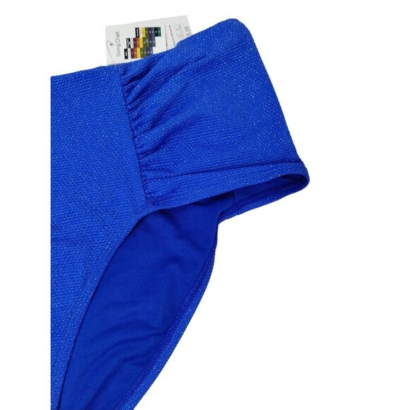Time and Tru Womens XL Royal Crew Blue 1X High Waist Ruched Plus Bikini Bottoms - Picture 5 of 7